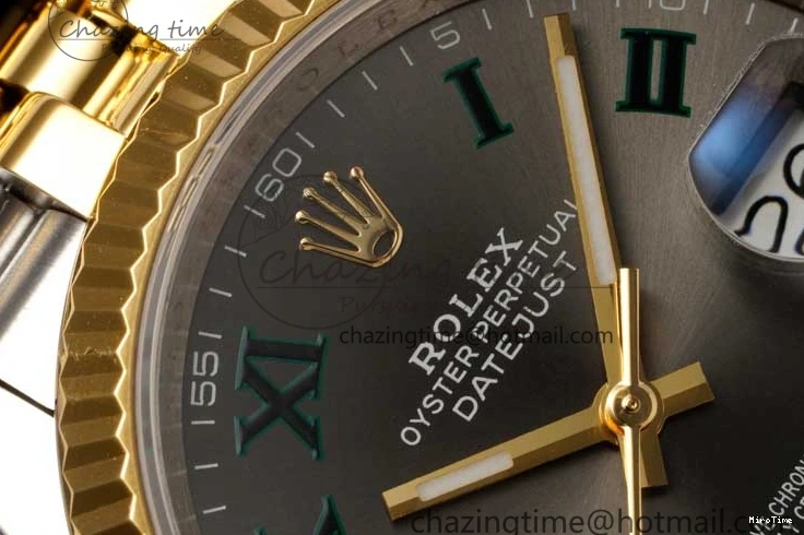 MiroTime 0215 UrbanChic DateJust 36mm SS YG DIWF 1:1 Best Edition 904L Steel Gray Dial Green Markers on Jubilee Bracelet SA 2309